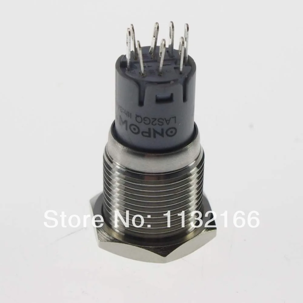 

LED Color Blue 16mm OD LED Ring Illuminated Maintained/Latching Push Button Switch 2NO 2NC Pin Terminal Waterproof