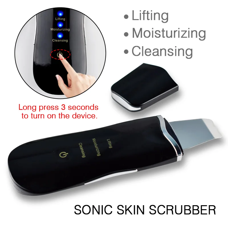  Ultrasonic Ion Skin Scrubber Deep Cleaner Face Lifting Peeling Extractor Deep Cleaning Beauty Devic