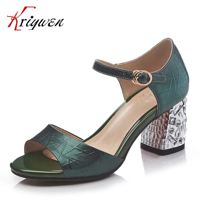 

2017 Summer open toe sandals crystal high heels buckle shoes for party concise women solid party wedding sandals plus size 33-43
