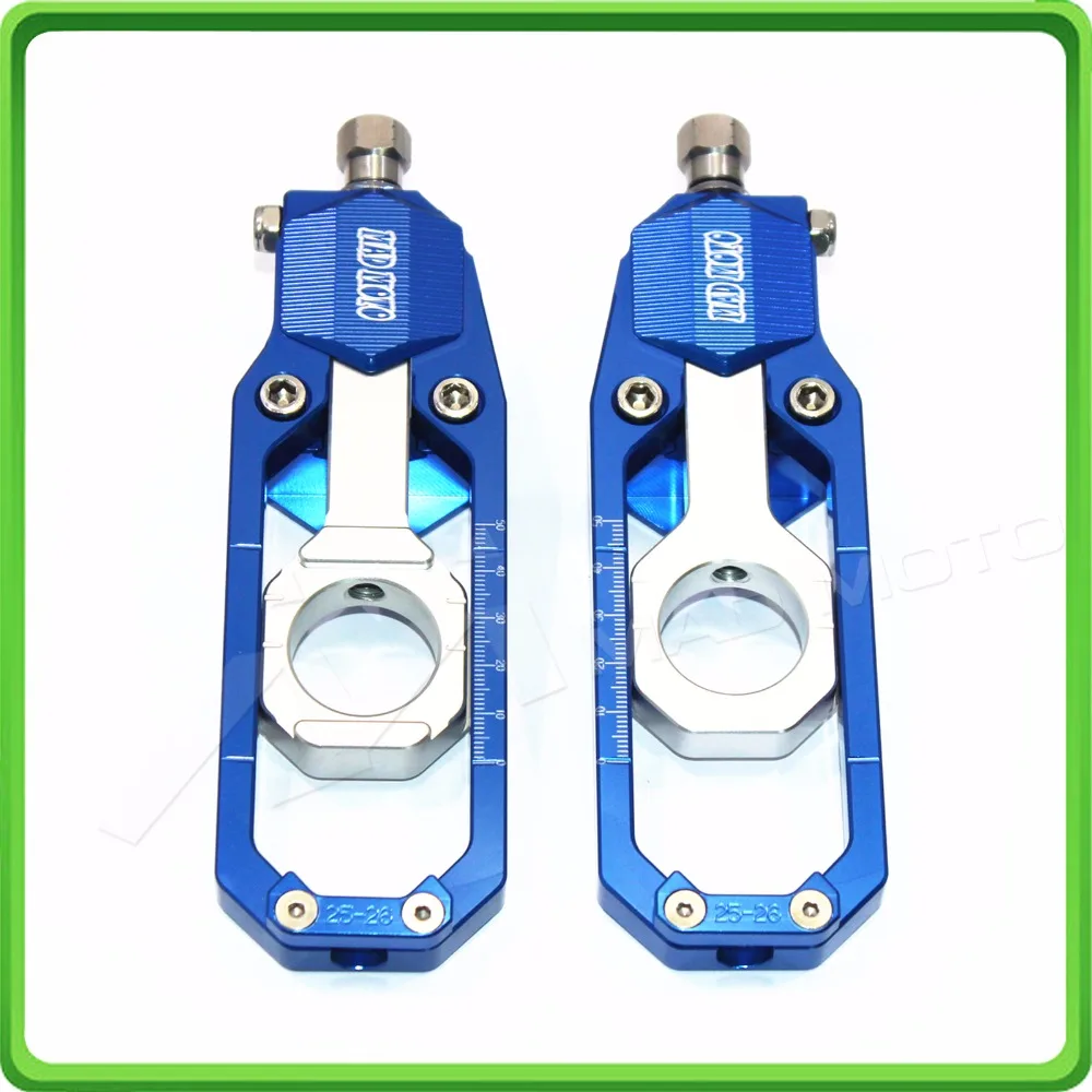 Aluminum motorcycle Chain Tensioner Adjuster fit for YAMAHA R1 YZF R1 2015 2016 2017 YZF-R1 15 16 17 Blue & Silver (1)