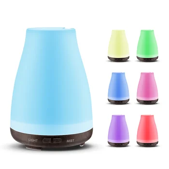 

Aroma Essential Oil Diffuser Ultrasonic Air Humidifier with Wood Grain 7 Color Changing LED Lights for Office Home 100ML