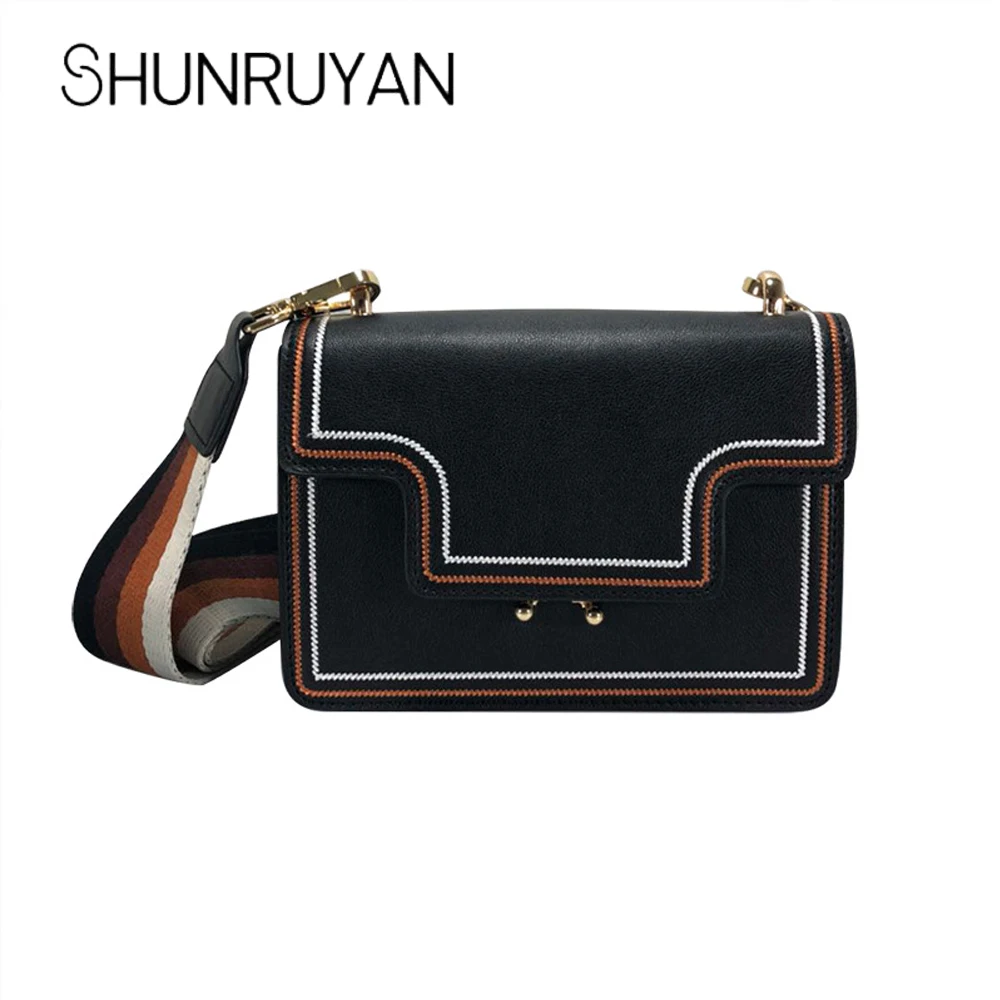 

SHUNRUYAN Famous Brand Design Genuine Leather Women Crossbody Bags Flap Fashion Ladies' Small Shoulder Bags Messenger Bag