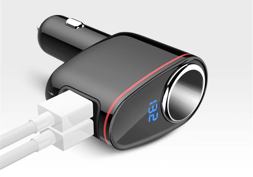 Автомобильное зарядное устройство, вспышка, быстрая зарядка, двойной USB для автомобиля, один-два, многофункциональная зажигалка, адаптер для автомобильного прикуривателя, 06A