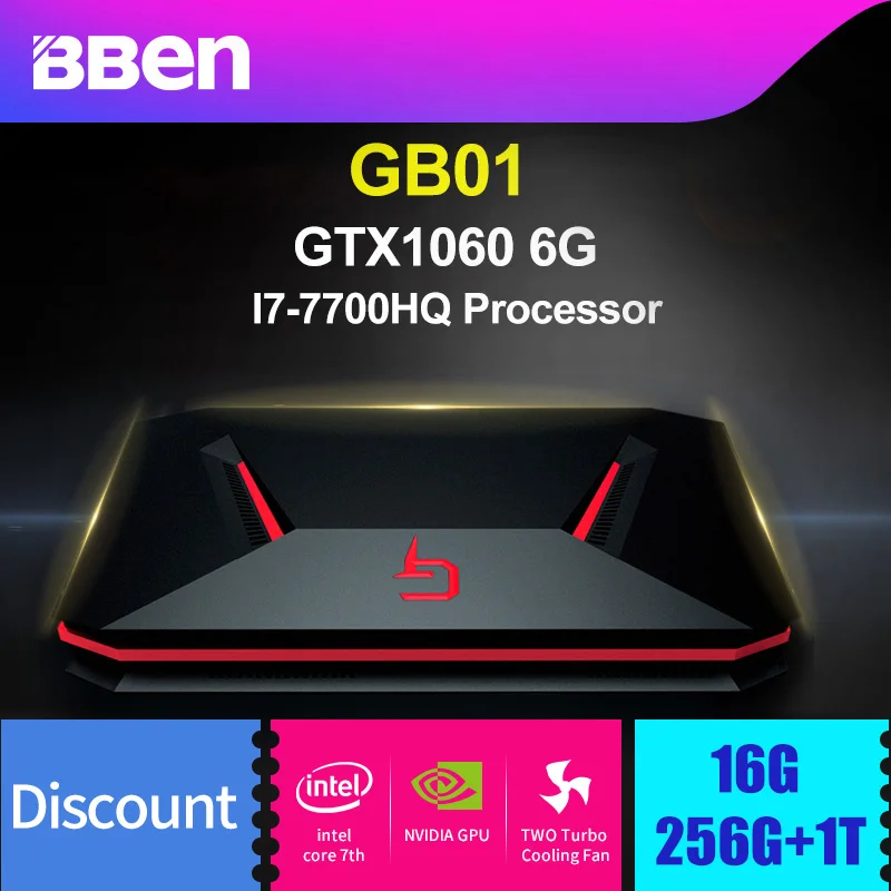 Bben GB01 desktop игровой компьютер windows 10 Intel I7-7700HQ Процессор GDDR5 6 ГБ NVIDIA GEFORCE GTX1060 16 г DDR4