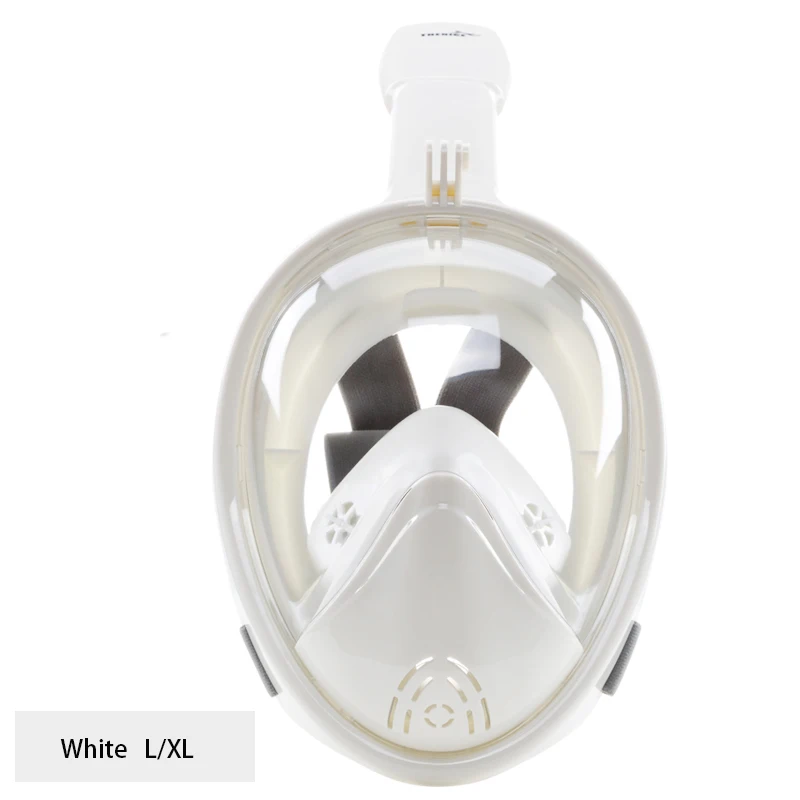 Маска для подводного плавания с защитой от тумана и утечки с креплением для камеры 180 градусов - Цвет: White XL