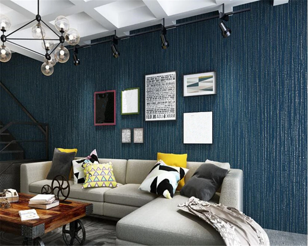 Beibehang Moderno Simples Papel De Parede N O Tecido Liso Azul -> Parede Da Sala Listrada Azul Marinho Beibehang Moderno Simples Papel De Parede N O Tecido Liso Azul -> Parede Da Sala Listrada Azul Marinho