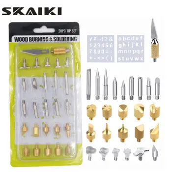 

Free Shipping 28pcs Carve soldering tip Pyrography soldering iron Hot stamping tip Welding tool carving accessories