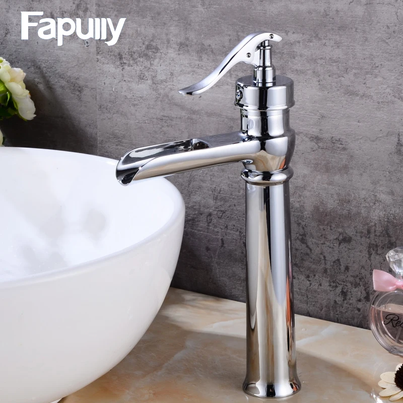 

Fapully high quality brass chrome bathroom tall basin faucets