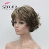 StrongBeauty Short Wig Soft Tousled Curls Brown Highlights Full Synthetic Wigs COLOUR CHOICES ► Photo 2/6