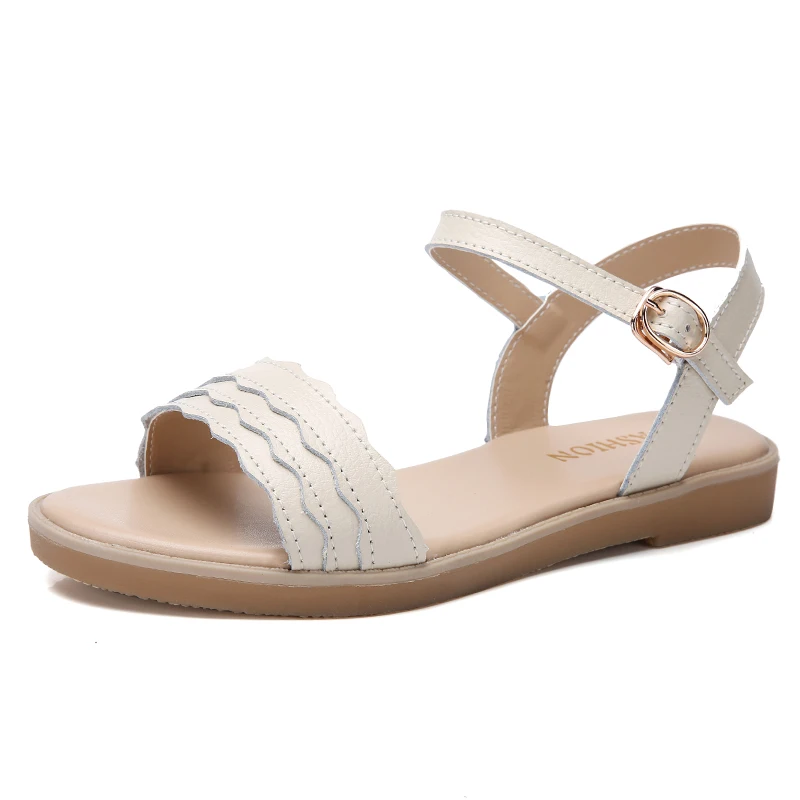 Plardin/летние женские каблук сандалии на плоской подошве оборками модная обувь женские босоножки кожаные женские белые Повседневное сандалии обувь сандалии