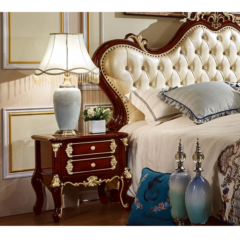 European leather wooden bed designs king size bed models - 6035