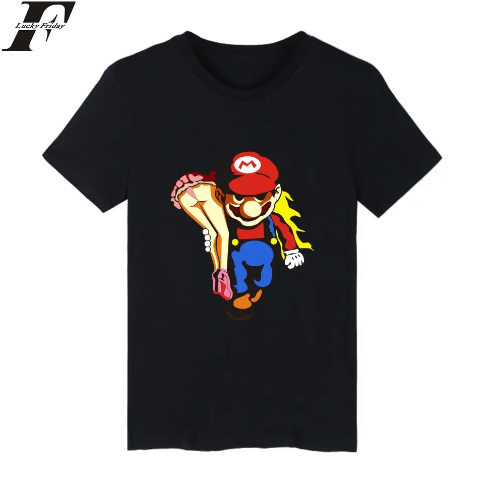 

LUCKYFRIDAYF Super MarioRun Cartoon Game T-shirt Men Hip Hop Short Sleeve TShirts and T Shirt Men Luxury Super Mario Tee Shirts
