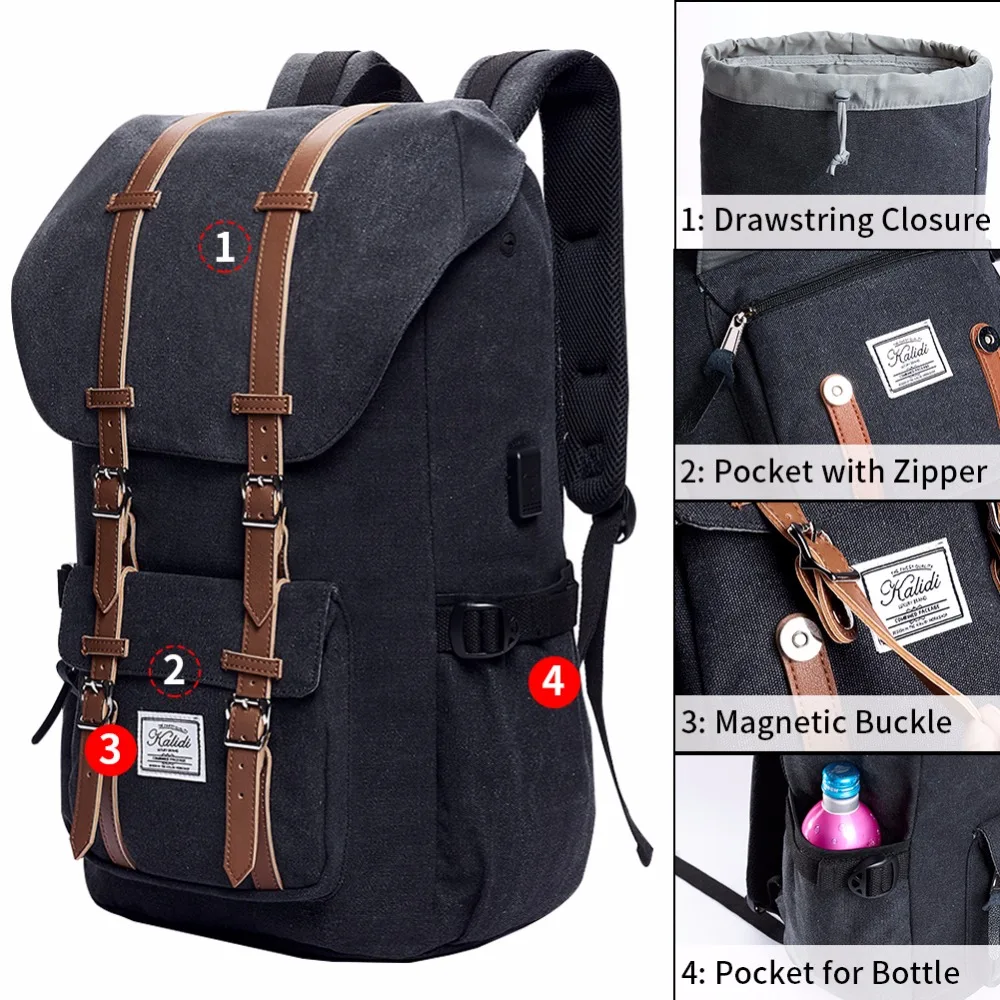 KALIDI Laptop Bag Backpack 15.6 - 17.3 Inch For Men Women Travel School Bag For Macbook Air Pro 15 17 Fashion Notebook Bag USB