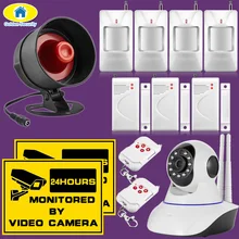 Golden Security Wireless Siren Alarm System IP Network Indoor Surveillance WiFi Camera Night Vision Security PIR Motion Detector