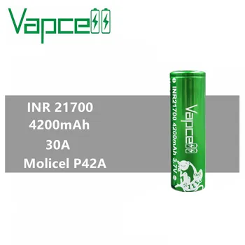 

4pcs Vapcell INR 21700 battery 4200mah 30A rewrap molicel P42A battery rechargeable battery for Electronic Cigarette vape mod