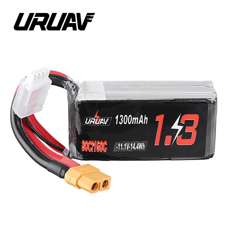 

URUAV 11.1V 1300mAh 80C/160C 3S XT60 Plug Lipo Battery for FPV RC Racing Drone Quadcopter Spare Parts & Accessories