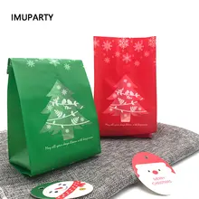 25 шт Рождественская елка печенья сумки красный зеленый с окном подарок на год декор для упаковки Сувениры Конфеты мешок рождественские украшения