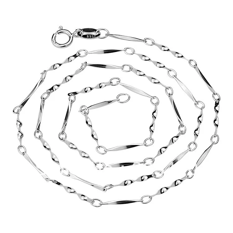 

OMH wholesale Jewelry Real 925 silver Women length 45cm round Batch of horns twisted piece necklace accessory chain XL587