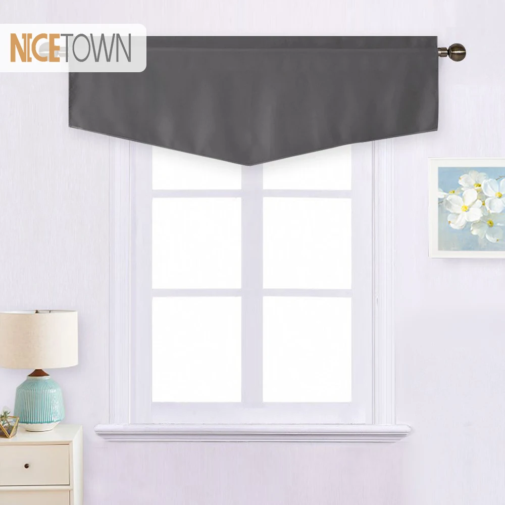 NICETOWN Window Treatment Blackout Kitchen Curtain Ascot Rod Pocket