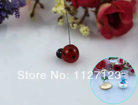 

30pcs10x13MM Божья коровка с подвесной железной проволокой для изготовления ювелирных изделий и ожерелий, бутылка желаний, стеклянный шар, Террариум,