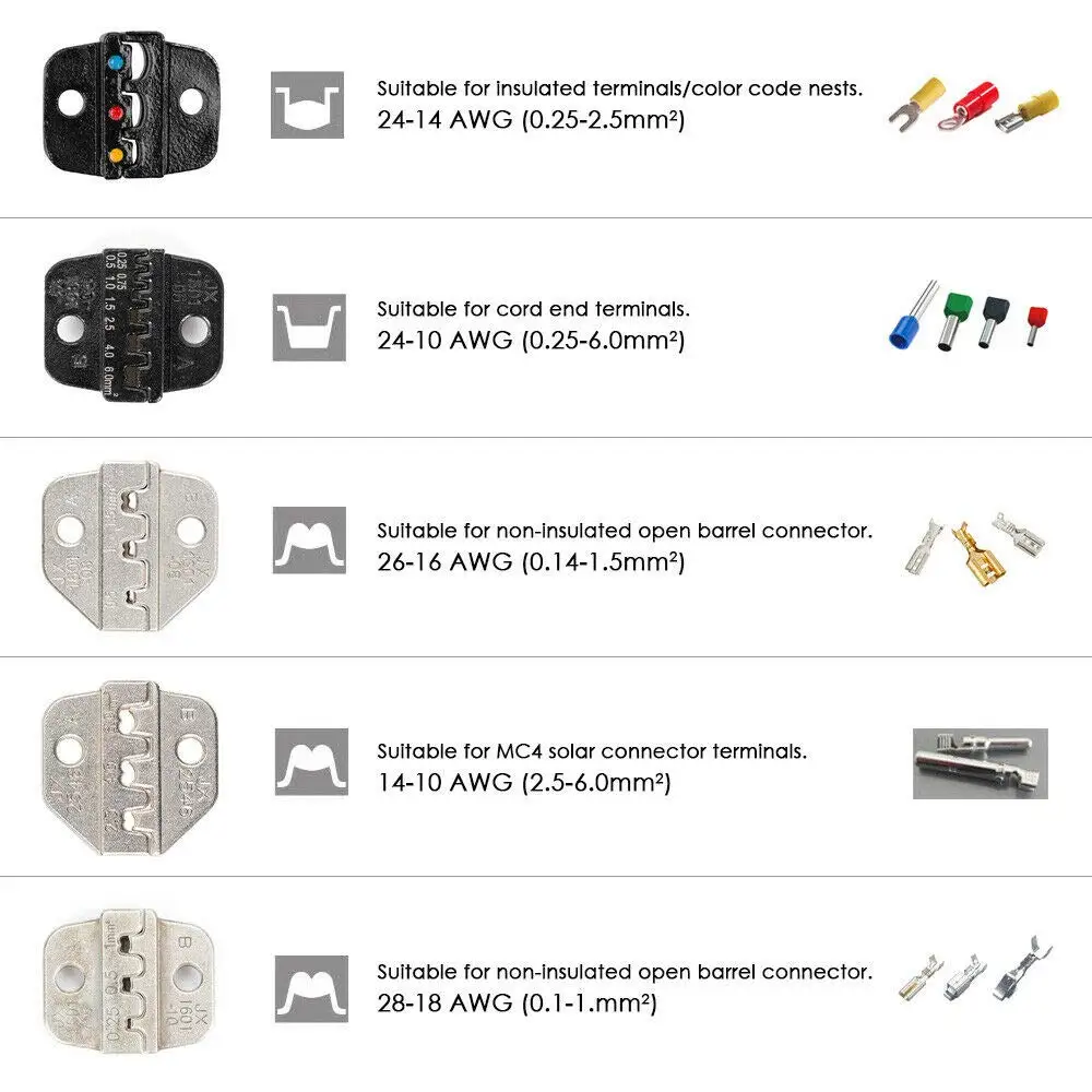Инструменты разъем 5 типов изолированных терминалов прессформы провода щипцы челюсти наконечник Обжимные Плоскогубцы аксессуар обжимной инструмент