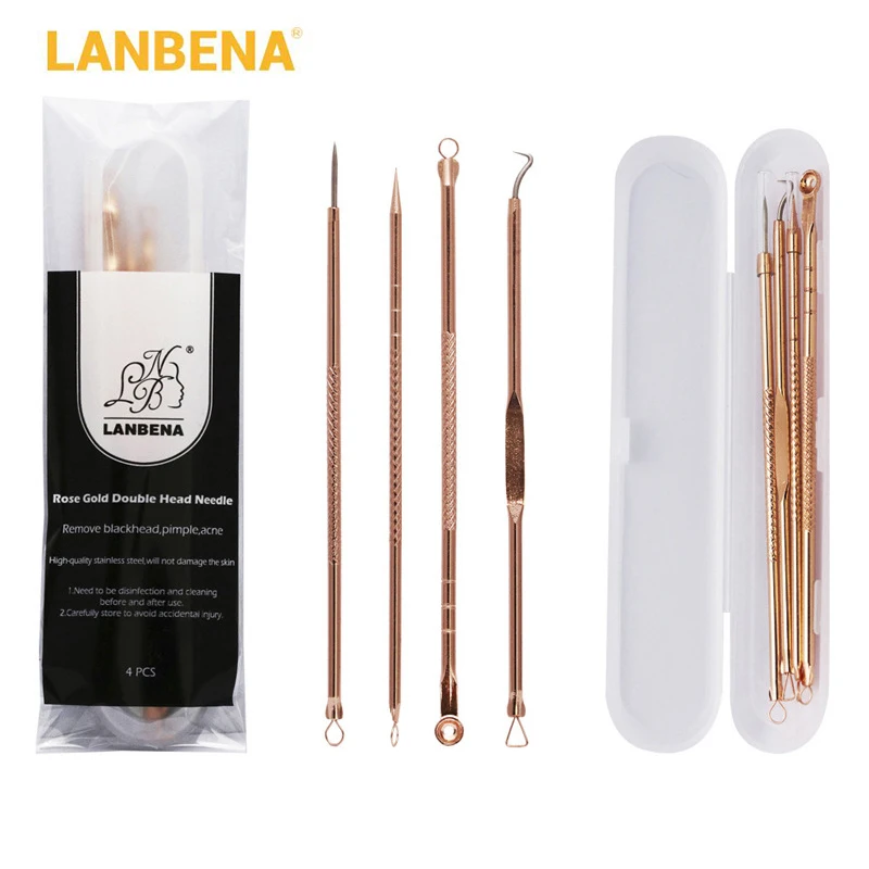 LANBENA 4 шт. розовое золото игла для удаления прыщей угрей экстрактор Очищение лица