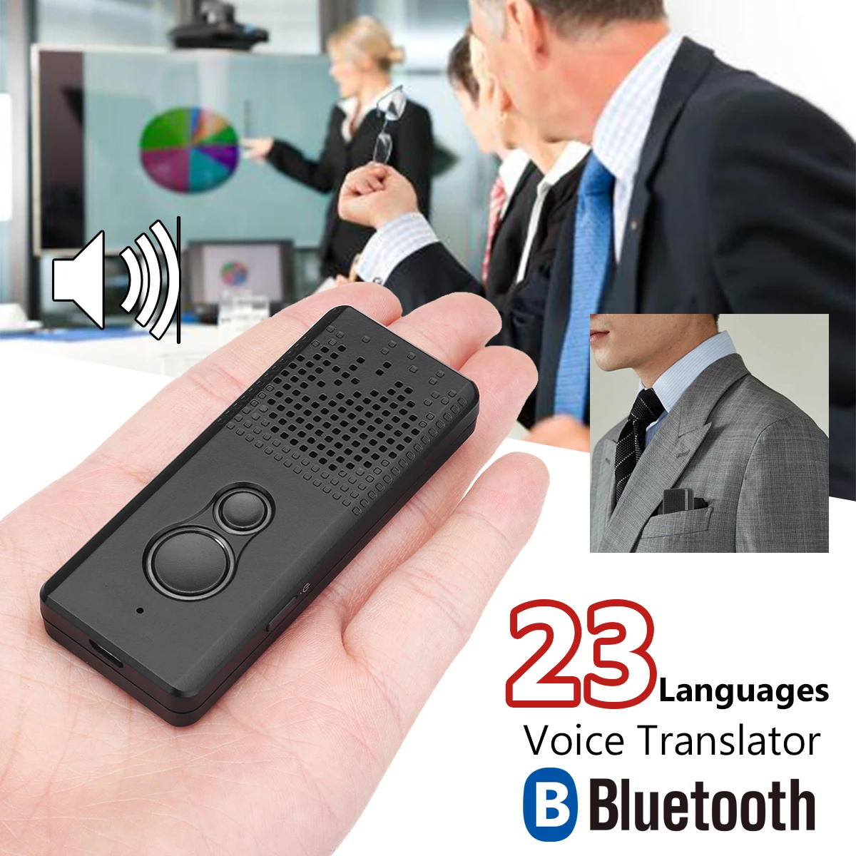 

Wireless Bluetooth Wifi Smart Voice Translator Two-way 23 Languages Real Time Hifi Traductor For Learn English Spanish Business