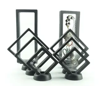 

Larger size 23*9*2cm Black white Suspended Floating Display Case Jewellery Coins Gems Artefacts Stand Holder Box