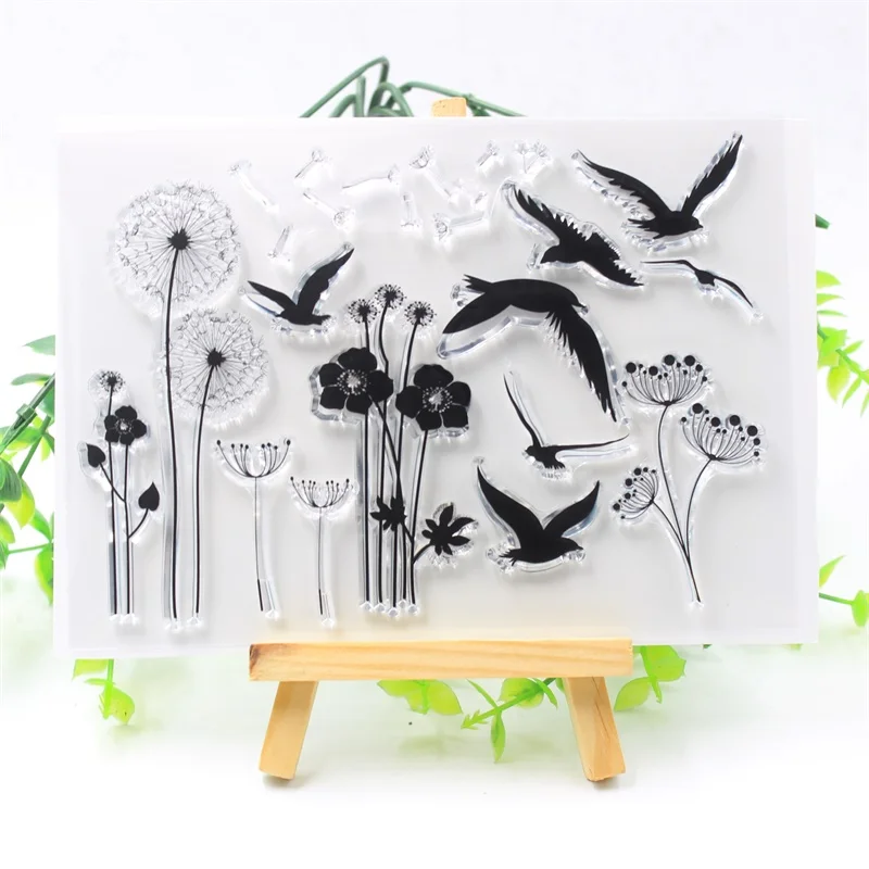 

YPP CRAFT Dandelion And Bird Transparent Clear Silicone Stamps for DIY Scrapbooking/Card Making/Kids Fun Decoration Supplies