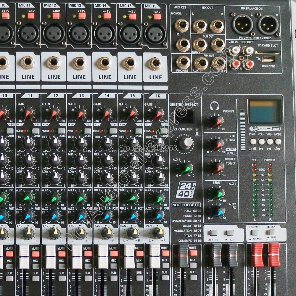 New Professional MICWL TX82 8 Channel Double Group Audio Sound Mixer Mixing Console DSP AUX 48V USB