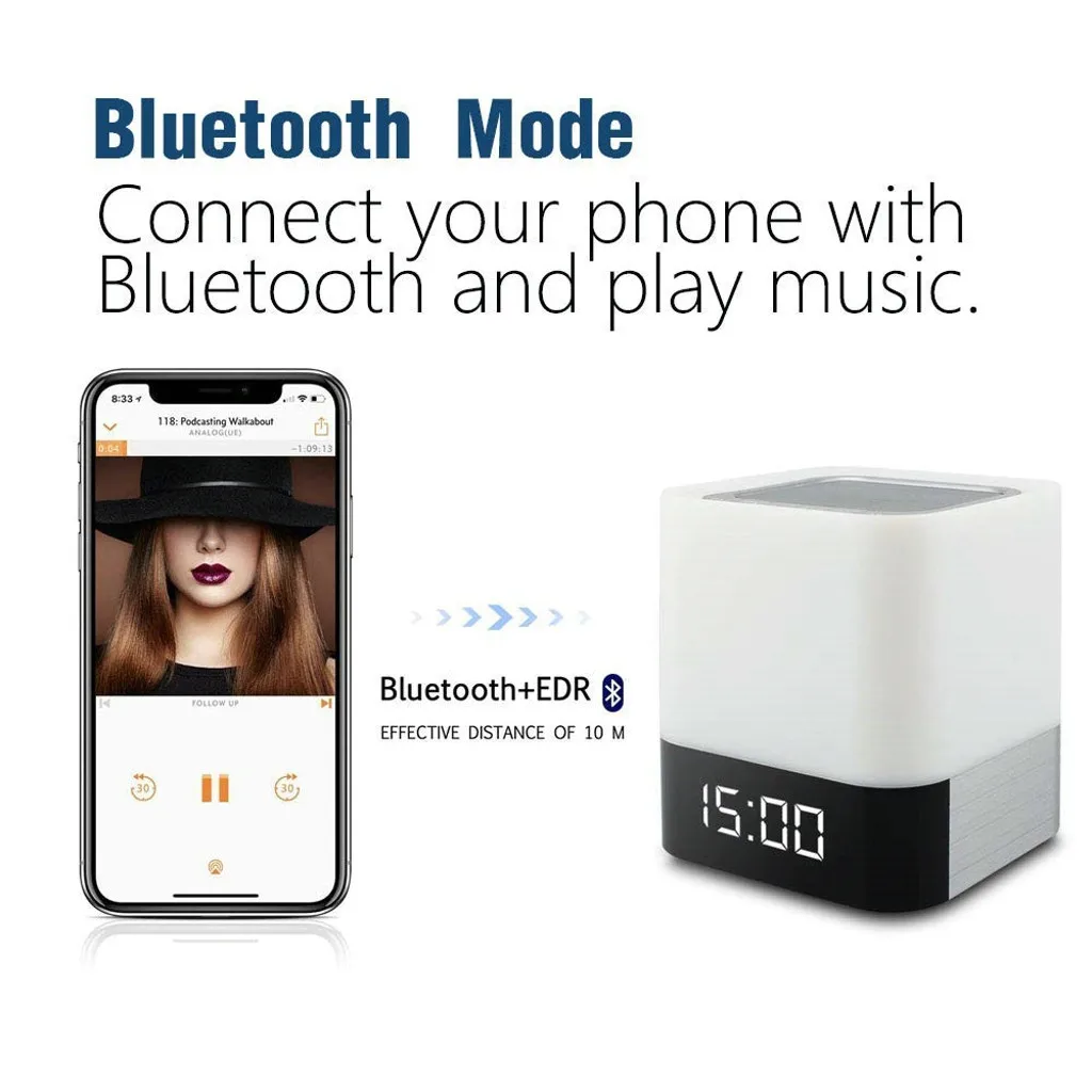 Динамик VOBERRY Hifi + цифровой будильник сенсорный светодиодный bluetooth динамик Ночной
