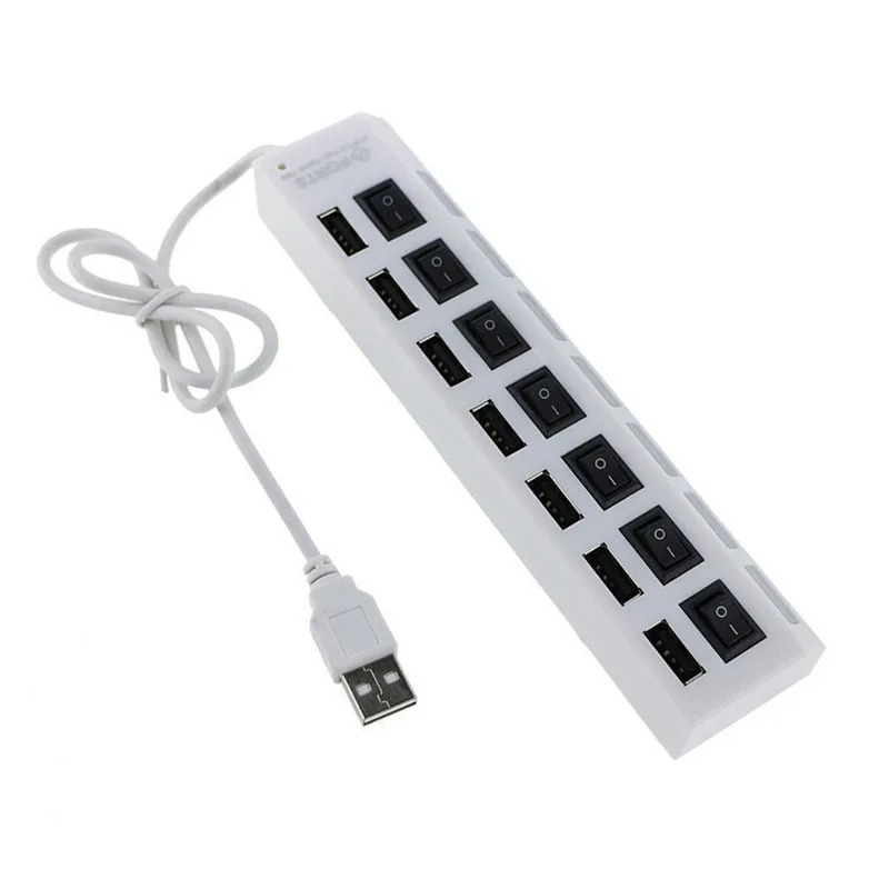 BinFul 7 Ports High Speed USB Hub 480 Mbps USB 2.0 Hub On/Off Switch Hub Splitter For PC Laptop Computer Peripherals Accessories