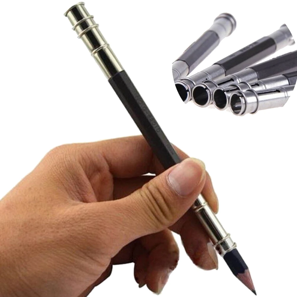 

New arrival 2Pcs Metal Plastic Drawing Pencil Extender Device Lengthened Carbon Rods Clip Lengthening Bar Pencil Sketch Art
