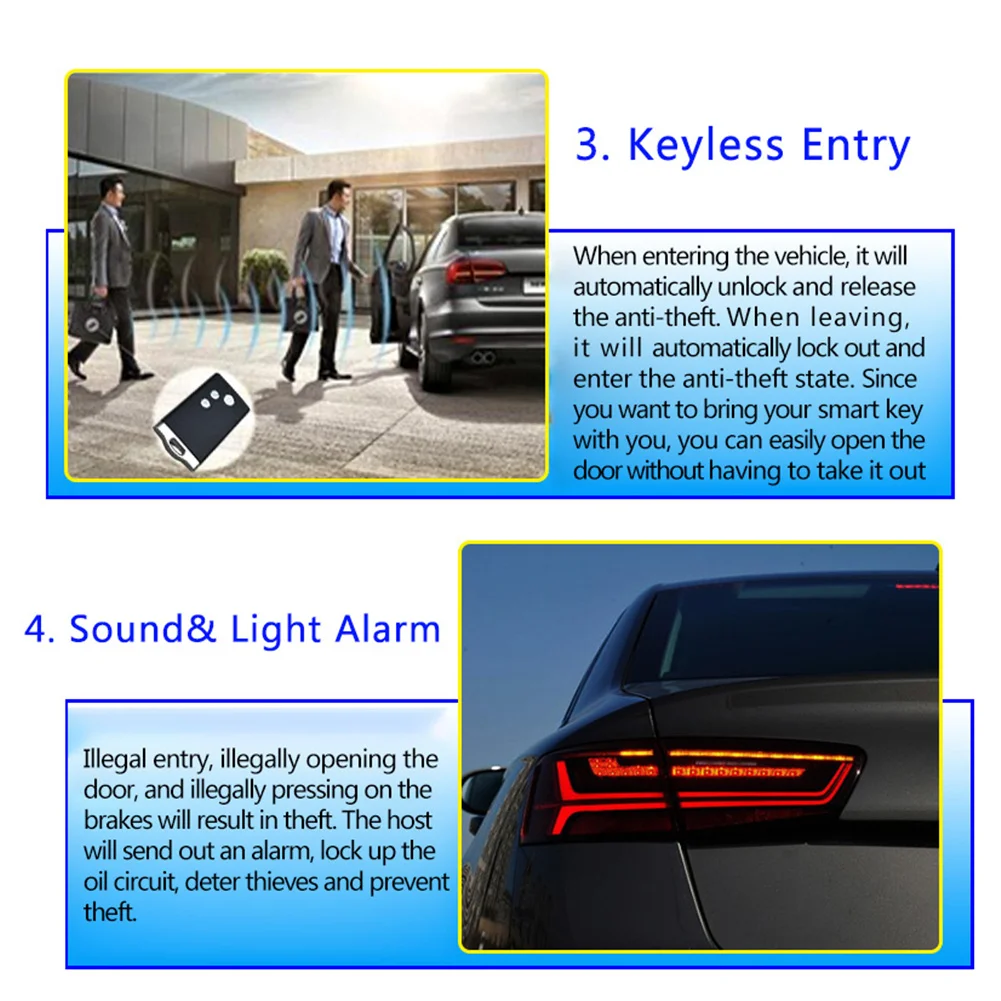 Auto Anti-theft Alarm Car Comfortable Keyless Entry One Button Start Remote Control System Automobile Car Accessories