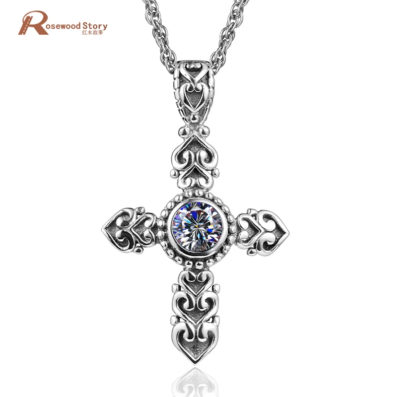 

925 Sterling Silver Cubic Zirconia CZ Stone Pendant Necklace Women Charms Vintage Fine Jewelry Elegant Necklaces & Pendants