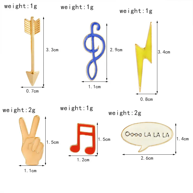 Мультяшные товары на каждый день, булавка, стрелка, молния, музыкальная заметка "Oooo LA", жесткая эмалированная булавка, значок, уникальная брошь, аксессуар
