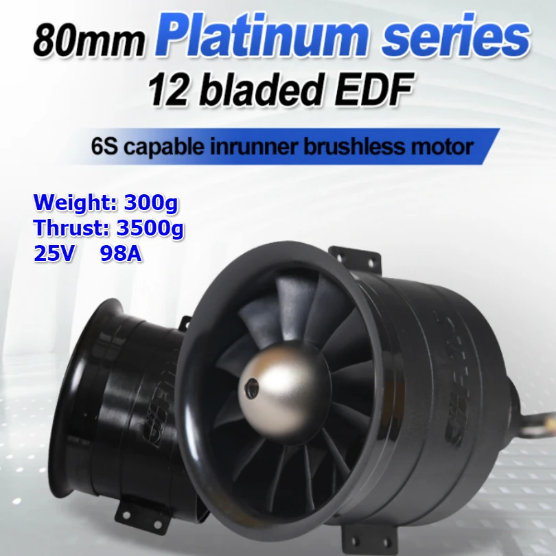 FMS 80 мм Ducted Fan EDF Jet 12 Blades с 3280 KV2100 Motor 6S Pro радиоуправляемый самолет вертолет Plane Engine