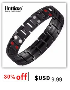 Hottime Health Energy Magnetic Ion Germanium Bracelet Men Pulseras Hombre Chain Link Stainless Steel Bracelet Bangle Women Men