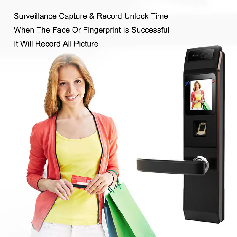 OUTLET Biometric Security Smart Electronic Door Lock For Home Anti-theft Intelligent Face Digital Electronic Lock Door Safe     