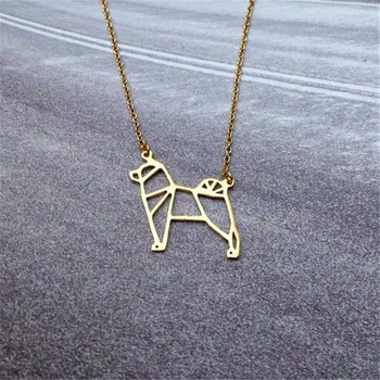 

2017unique cute Origami Labrador dog animal pet Pendant Choker Necklace for women girls delicate Christmas fashion gift Jewelry