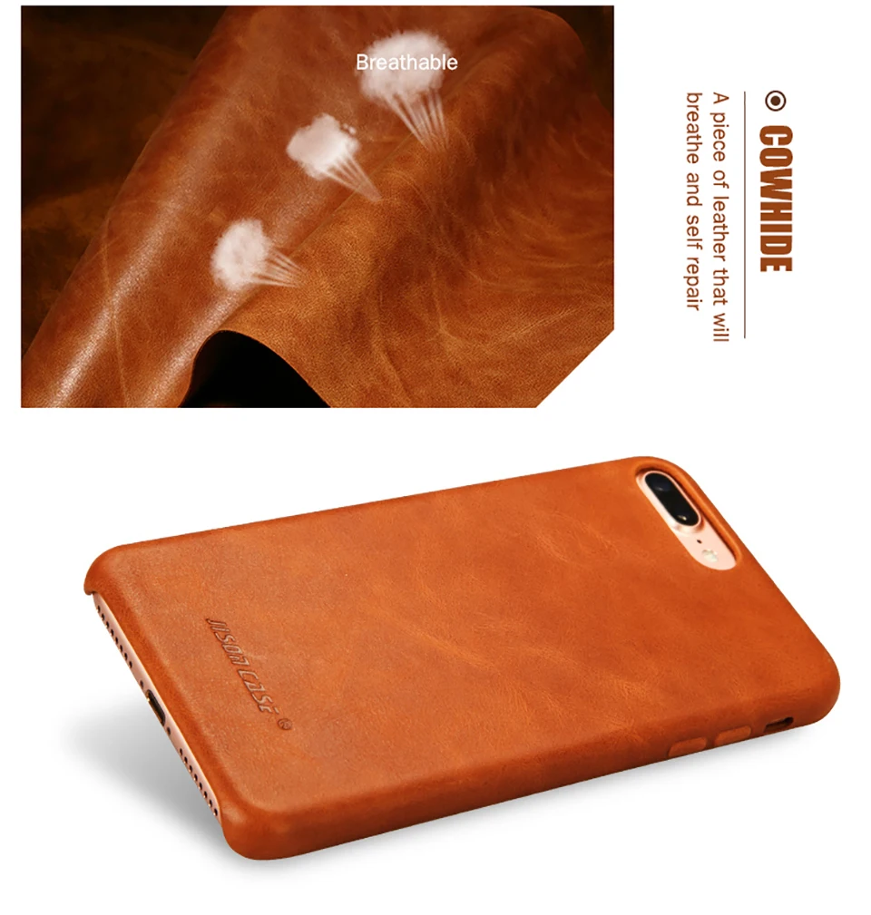 Jisoncase, кожаный чехол для iPhone 8, 8 Plus, чехол из натуральной кожи iphon, роскошный тонкий чехол для iPhone 7, 7 Plus, чехол