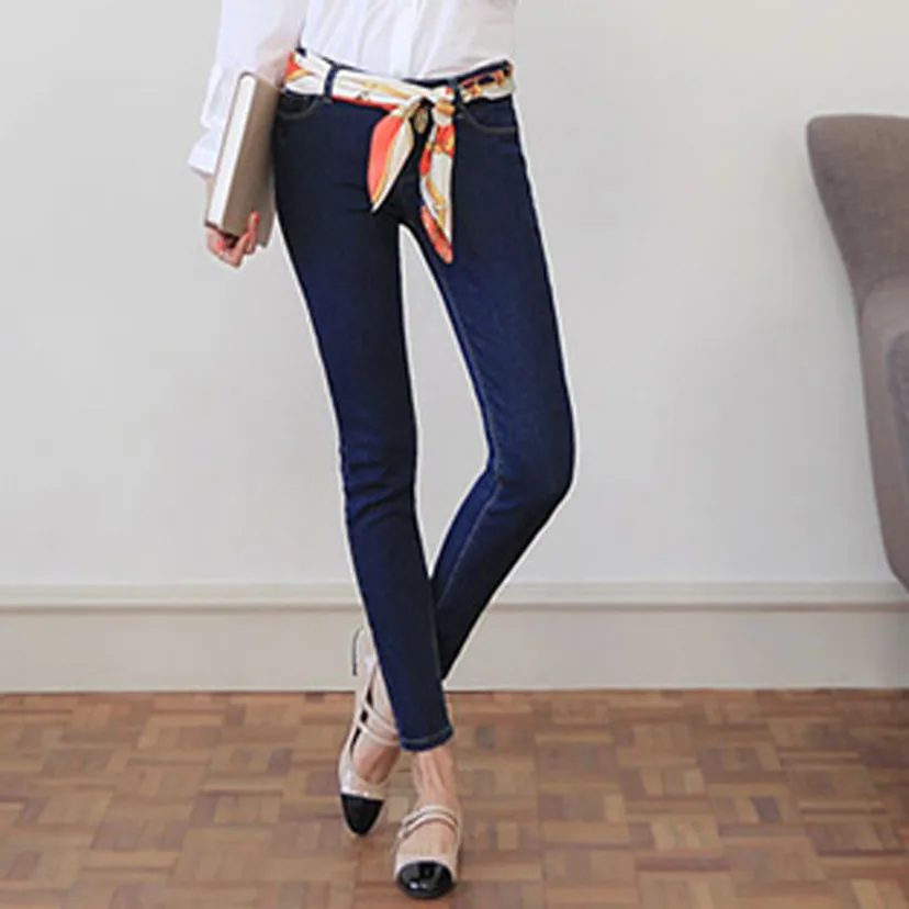 Black and white jeans female foot pencil pants elastic cultivate one s morality show thin hot