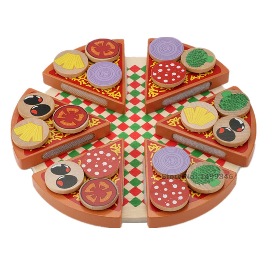 27 шт. дерево Пицца Набор игрушечной посуды деревянный резка еда овощи фрукты играть дома игрушечные лошадки для детей