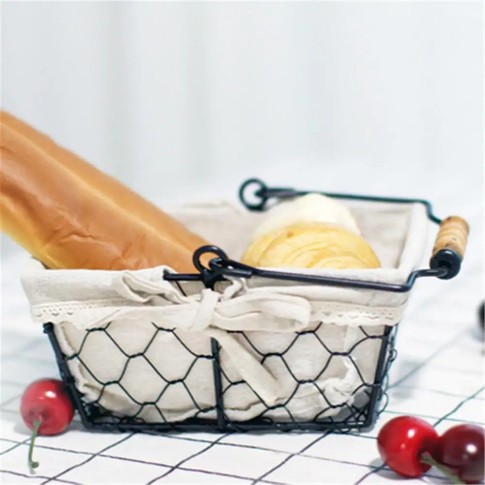 2019 Iron Art Wire Sundries Storage Basket Desktop Grocery Organizer Small Fruit Bowl Portable Mini Basket Bread Storage Basket