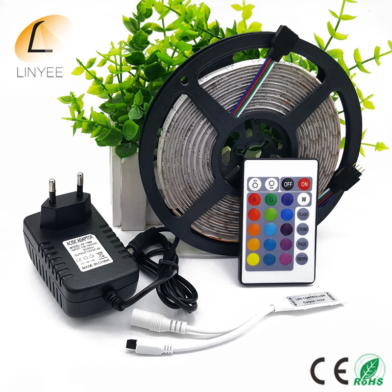 

NEW 5m 3528 Waterproof LED Strip RGB IP65 Led Light DC12V 60LEDs/M outdoor lighting Ribbon Tape Lamp Home Decoration Lamp