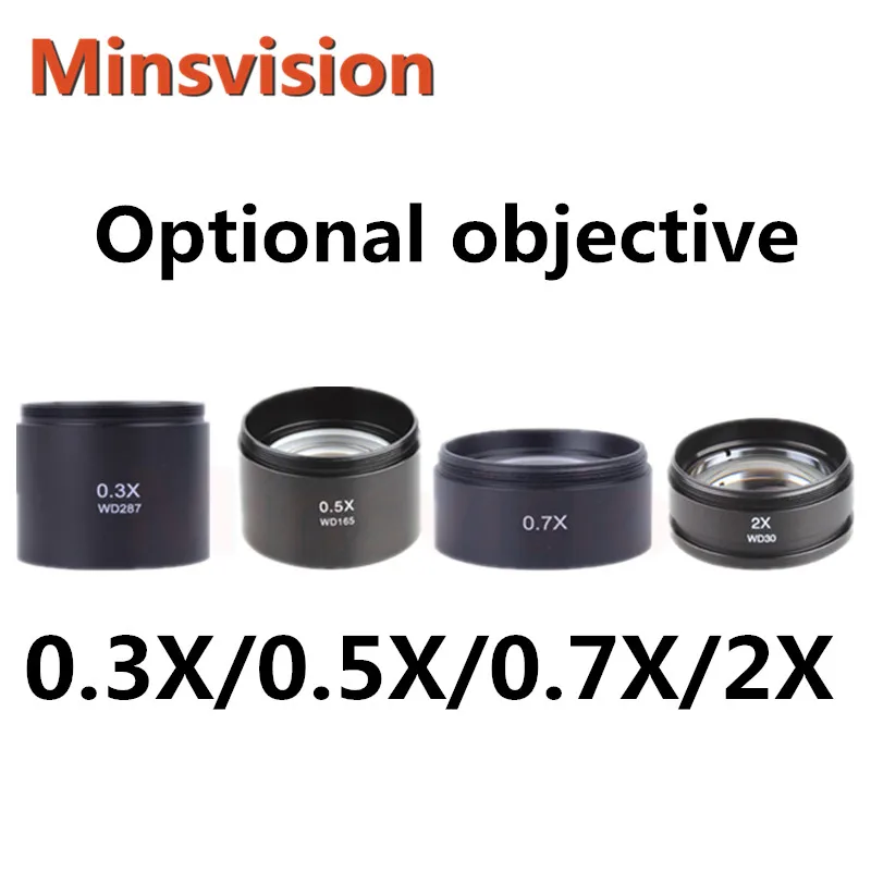 

Stereo microscope lens WD30 WD165 0.5X 2.0X 1X 0.7X 1.5Xfor SZM Series Microscopes 48mm threaded objective lens replacement fiel