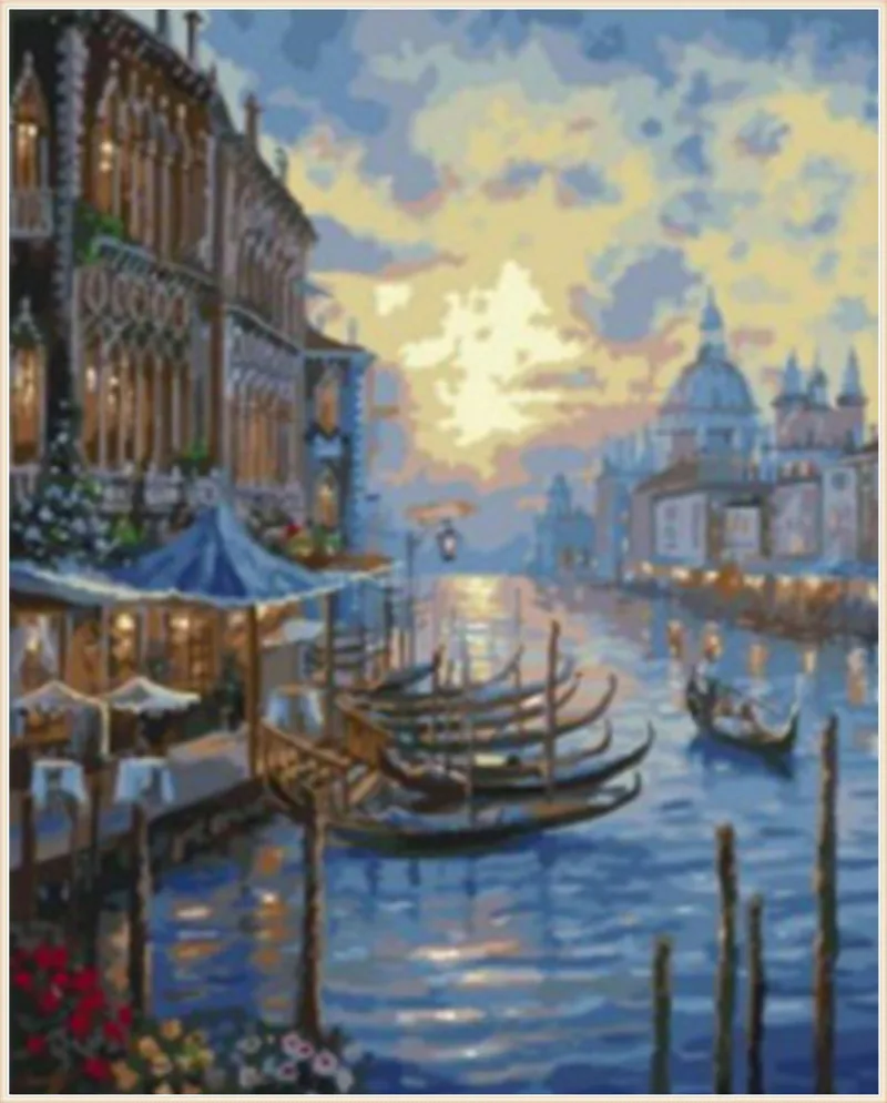 

DIY Diamond Painting Port town cube drill Cross Stitch Kits Diamond Mosaic crystal Diamond Embroidery Patterns Rhinestones
