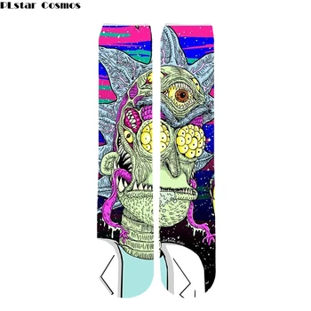 

Men Women New Rick and Morty socks Cartoon 3d Print socks Funny Summer High Socks galaxy neon light fashion stocking casual Hose