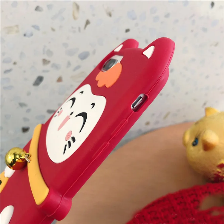 Мягкий чехол для iphone XS max Lucky Cat для iphone 11 pro max XR X 6 7 8 plus Maneki Neko праздничный мягкий чехол для телефона маленький колокольчик