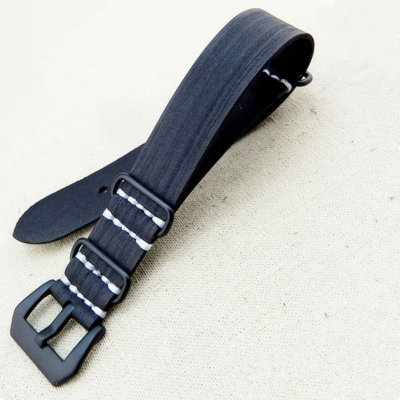 

Black 18/20/22/24mm HandMade Genuine Leather Watch Strap Band + PVD Clasp For Nato G10+Tools For Any Wristwatch